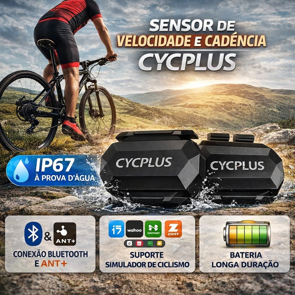 Sensor Velocidade ou Cadência Cycplus C3 Bluetooth ANT+ IP67 Speed MTB Simulador