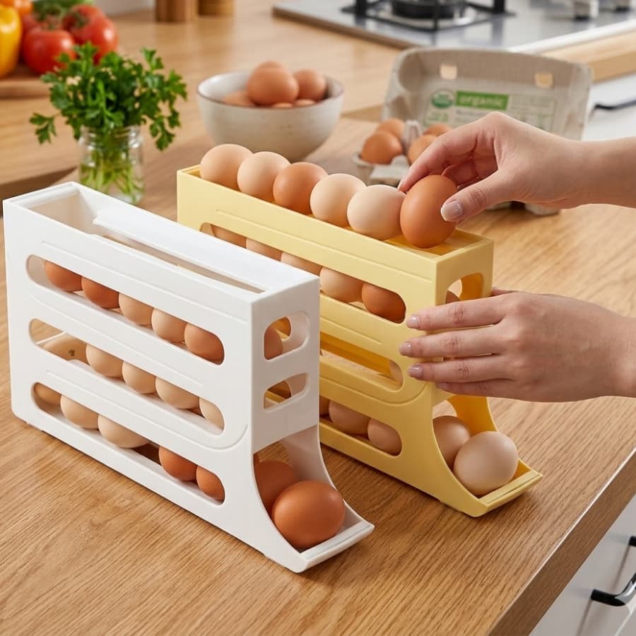 Porta Ovos Organizador de Geladeira 4 Andares Dispenser para 30 Ovos