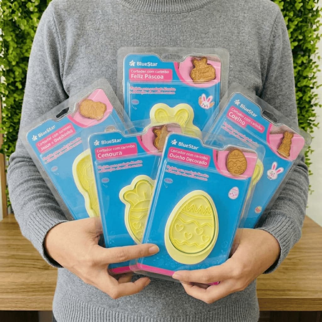 Cortador com Carimbo de Páscoa BlueStar para Decoração Biscoitos Massas Pasta Americana Biscuit