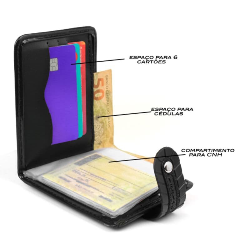 Carteira Masculina para guardar Cartão Cédulas Documentos e Moedas