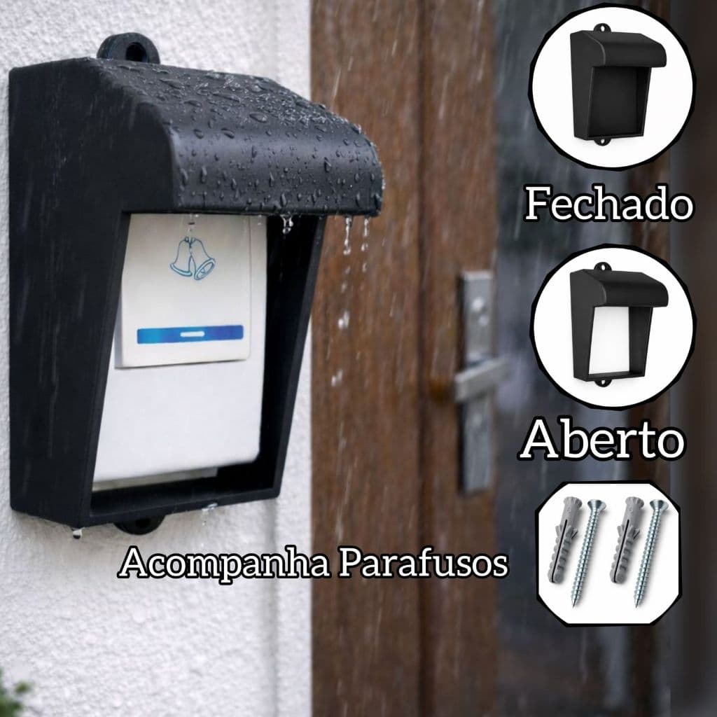 Protetor Campainha Interfone Sem Fio Externa Comercial Residencial Conta Sol Chuva