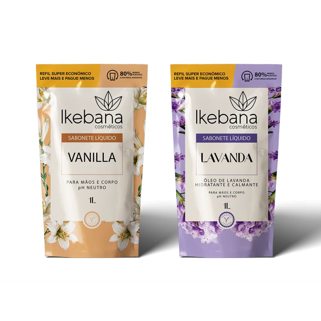 SABONETE LÍQUIDO REFIL 1LITRO IKEBANA POUCH LAVANDA OU VANILLA