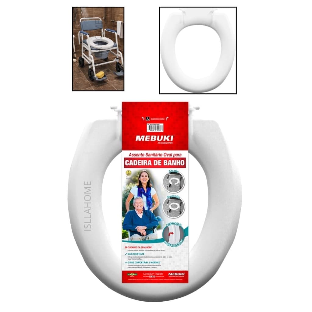 Assento Sanitário Oval Fechado para Cadeira de Banho Idoso