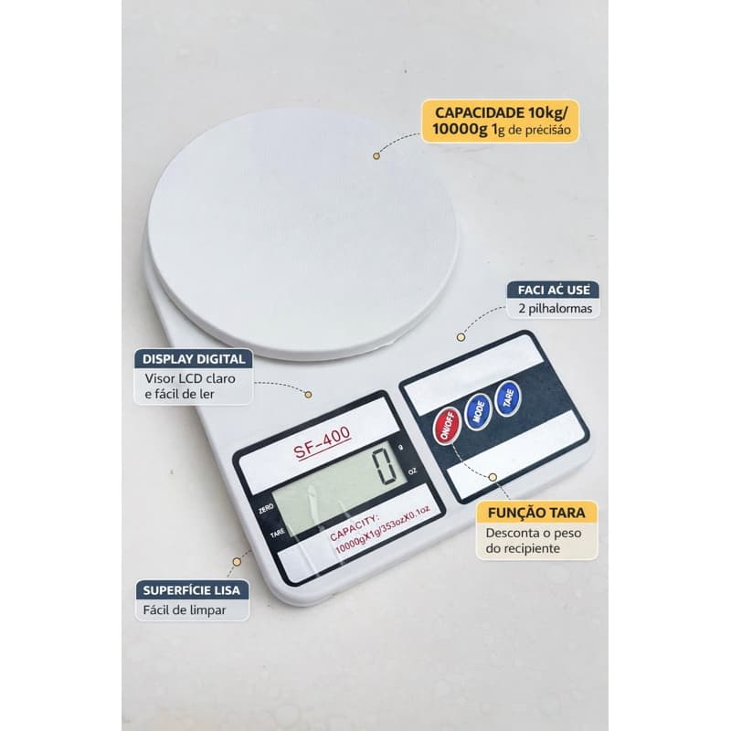 Balança digital de Balança Digital Precisão 10kg – Leve, Compacta e Confiável