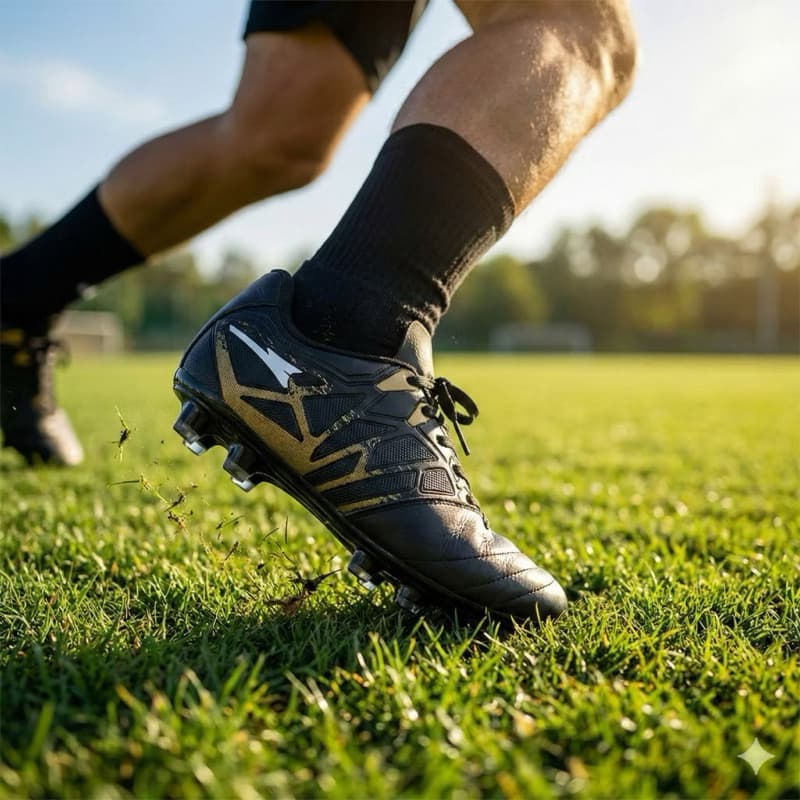 Chuteira de Campo Couro Masculina + Kit Completo Meião Bag e Relógio Futebol