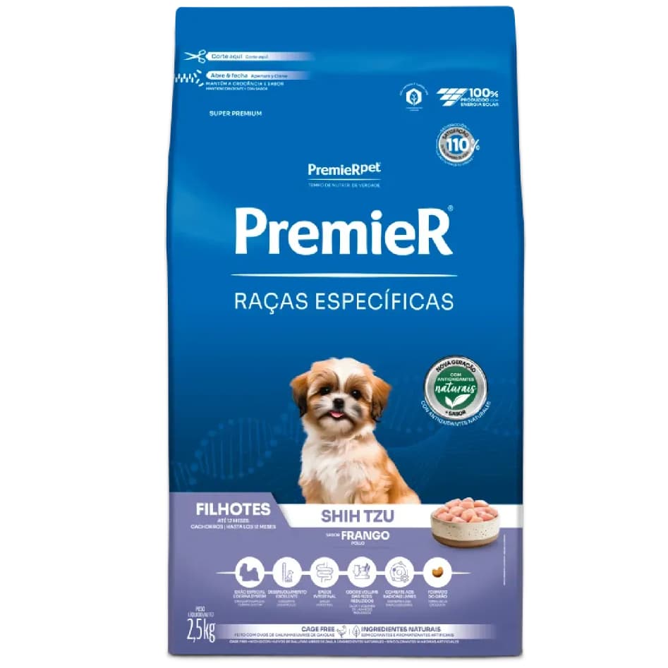 Ração Premier Raças Específicas Cães Filhotes Shih Tzu Frango 2,5kg