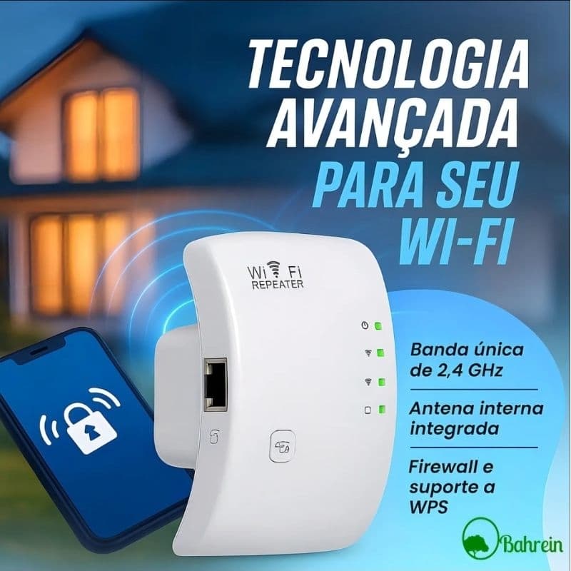 Repetidor WiFi 600Mbps 2.4GHz Amplificador de Sinal Wireless com Porta RJ45 Bivolt Fácil Instalação