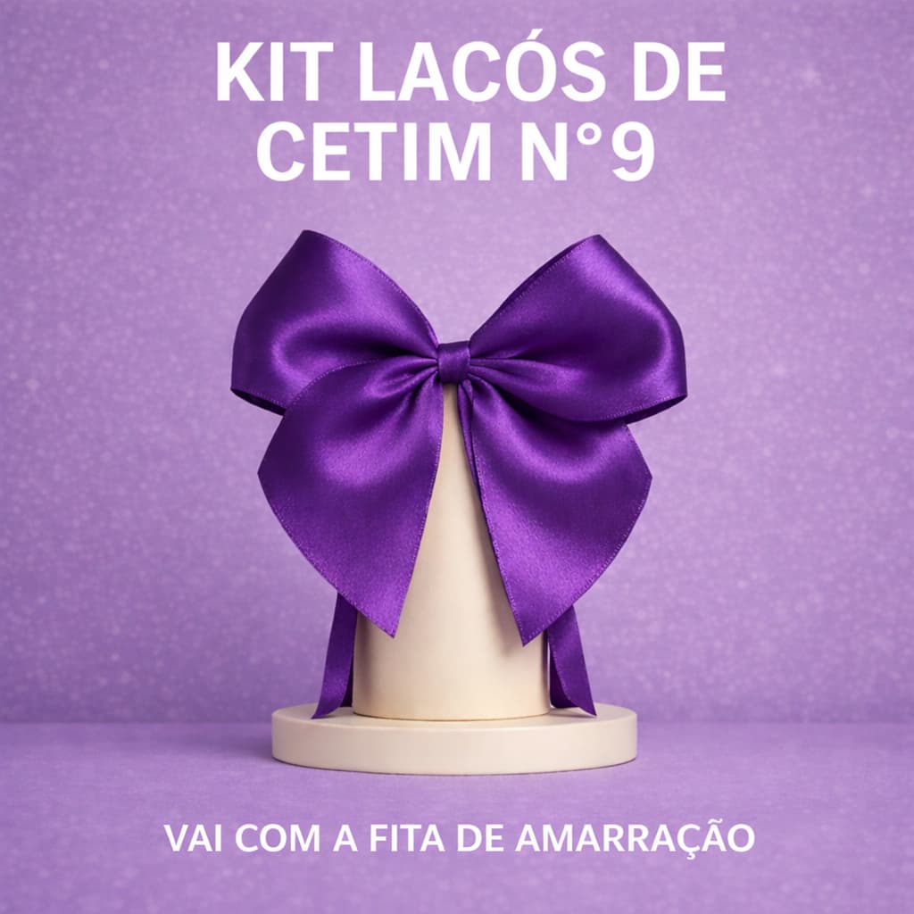 Kit Laços de Cetim Nº9 com Fita de Amarração para Lembrancinhas Luxo Festa e Casamento