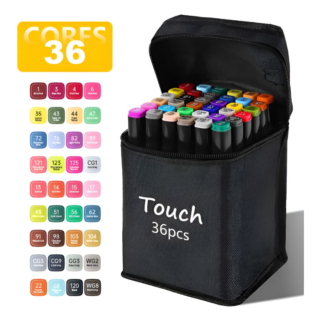 Canetas Marcador Ponta Dupla com Cores Vibrantes 24/36 Cores