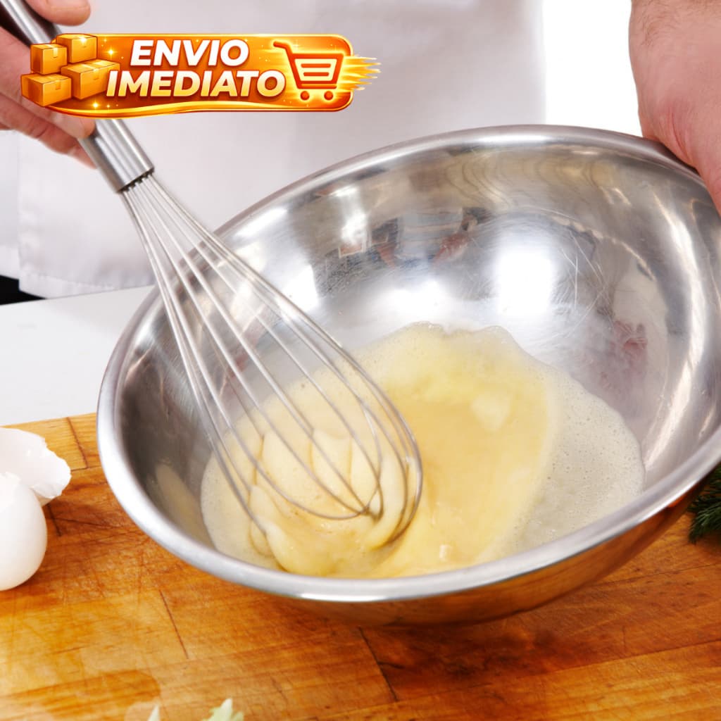 Batedor Fouet De Ovos Massas Aço Para Cozinha Multiuso Inox Casa Manual Fuê Profissional Utensilio