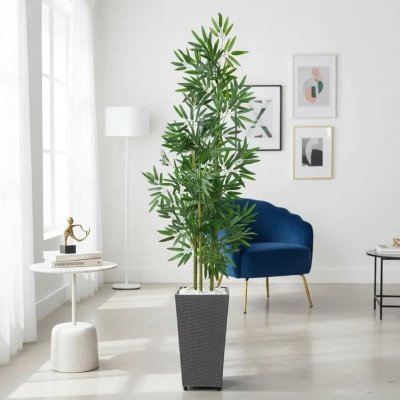Planta Artificial Bambu Mosso e Vaso de Polietileno