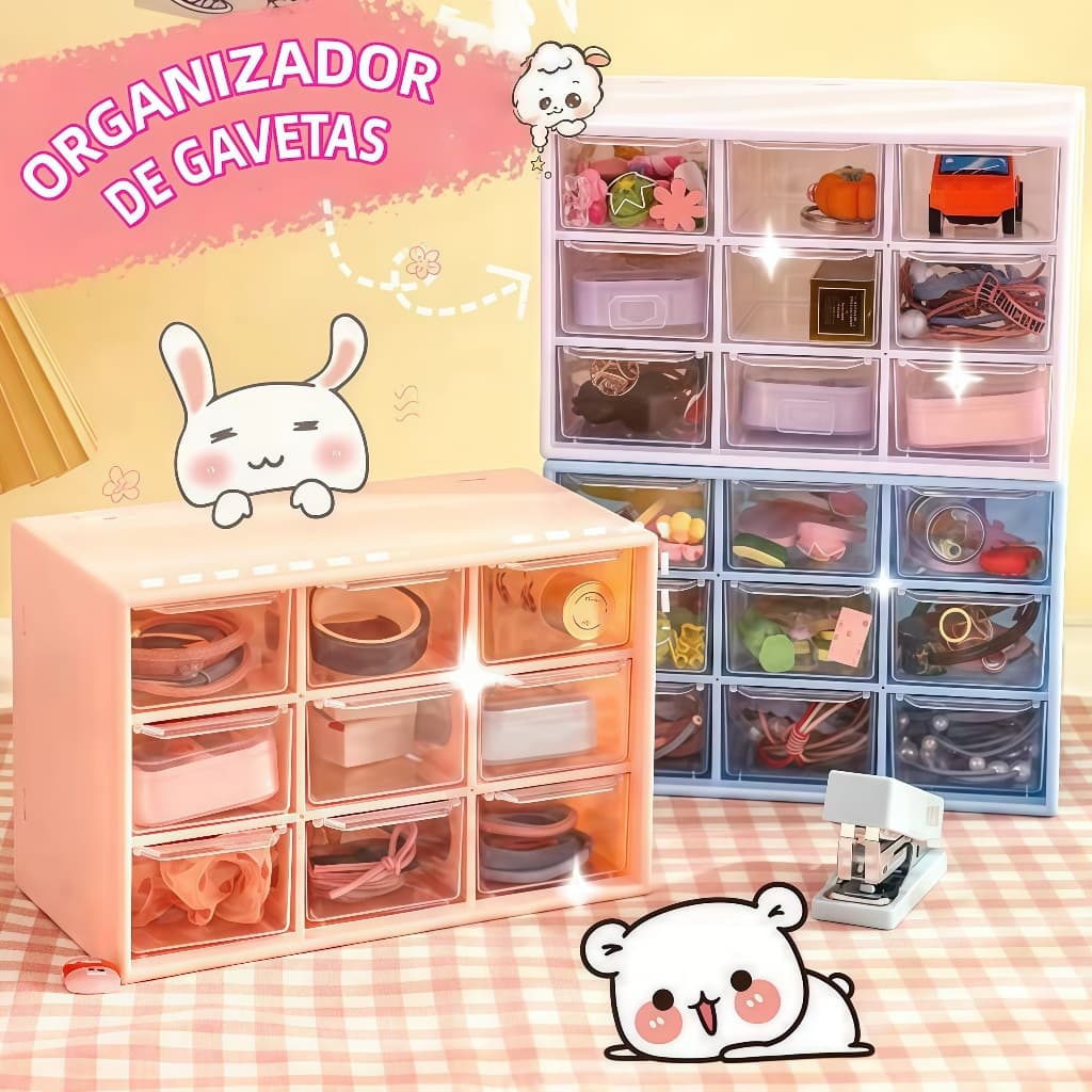 Organizador Mini Gaveteiro Com 6/9 Gavetas  Transparente Para Maquiagem/Joias/Papelaria