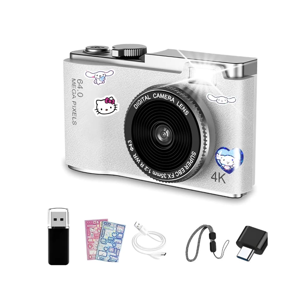 Câmera Digital CCD 2025 NOVA 48MP com Tela Flip 4K 8X Zoom | Presente Estudante Portátil Selfie Vlog digital zoom 8x