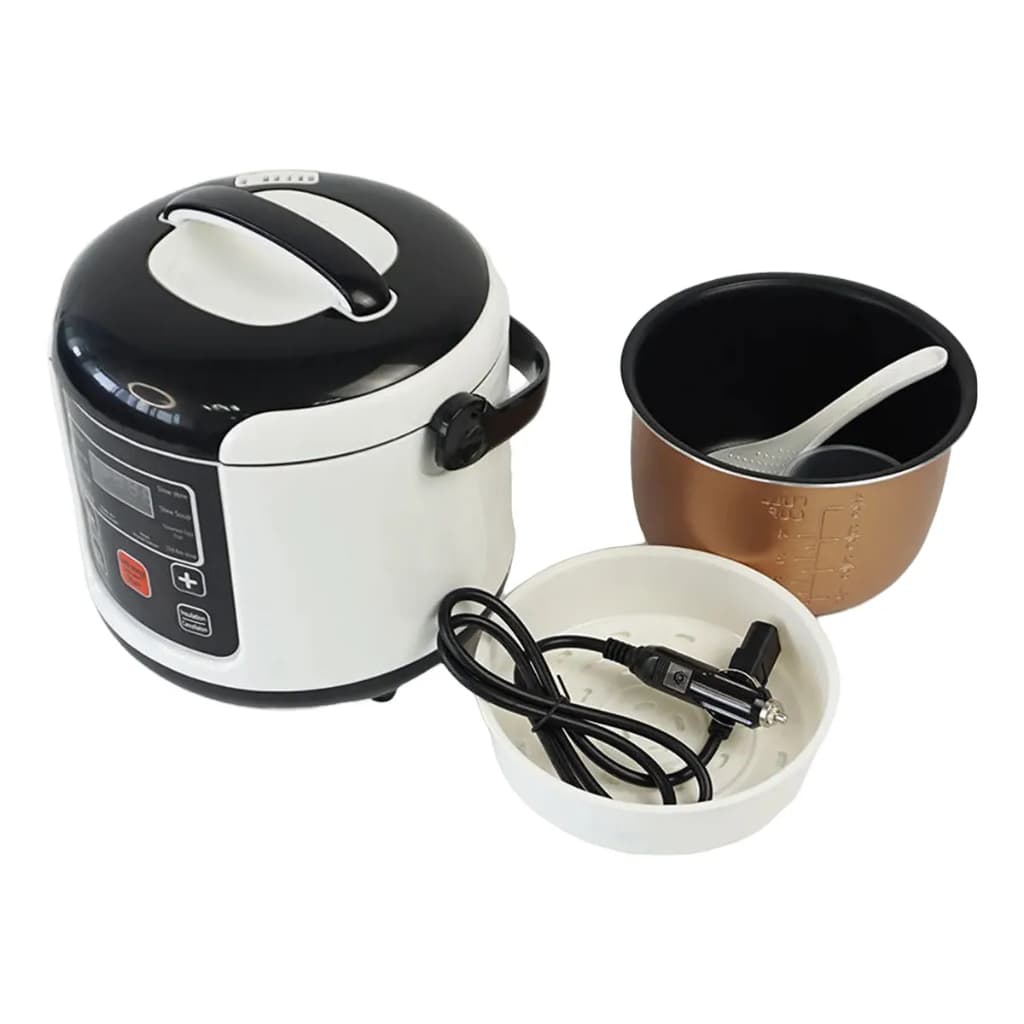 Panela De Arroz Elétrica 12v 24v bivolt 2 Litros Para Carro Caminhão Preto