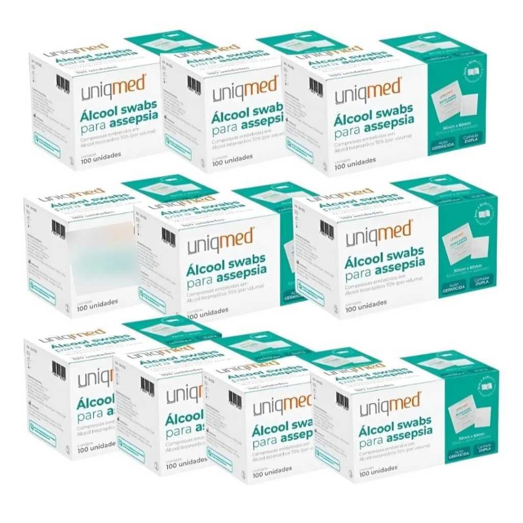 Álcool Swab 70% Saches Lenços Umedecidos 100un - Uniqmed