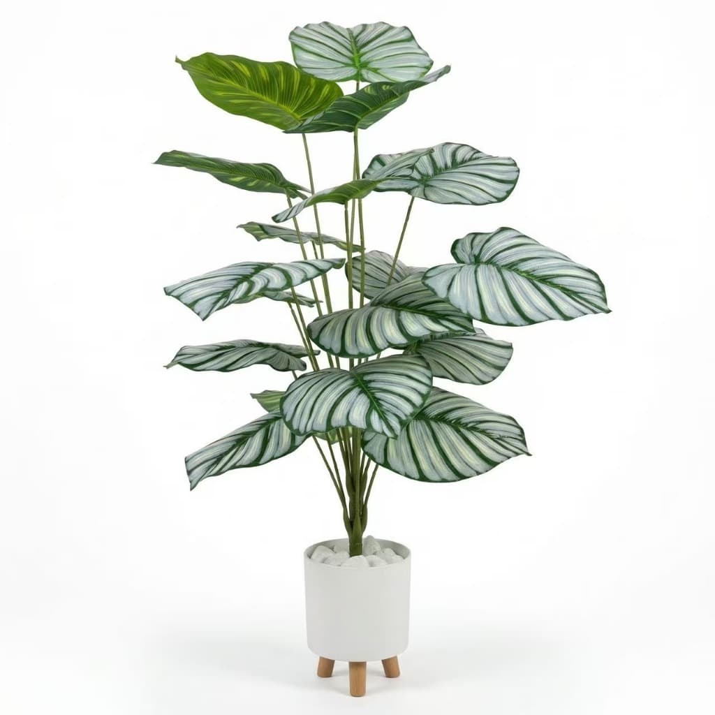 Planta Artificial 115cm Grande Decorativa 18 Folhas Verde Realista Sala Interior Sem Vaso