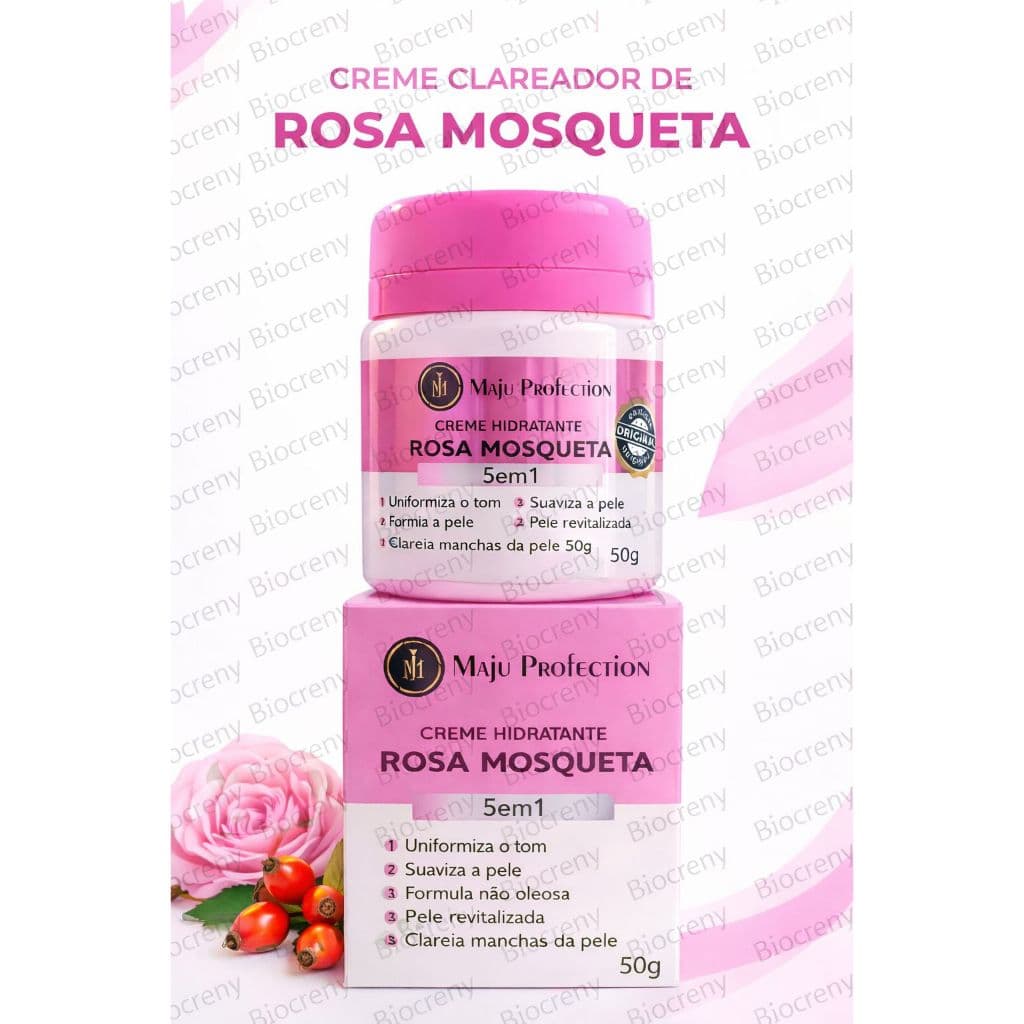 Pomada Clareadora Rosa mosqueta Tira Manchas 50g trata Espinhas, Melasma e Manchas
