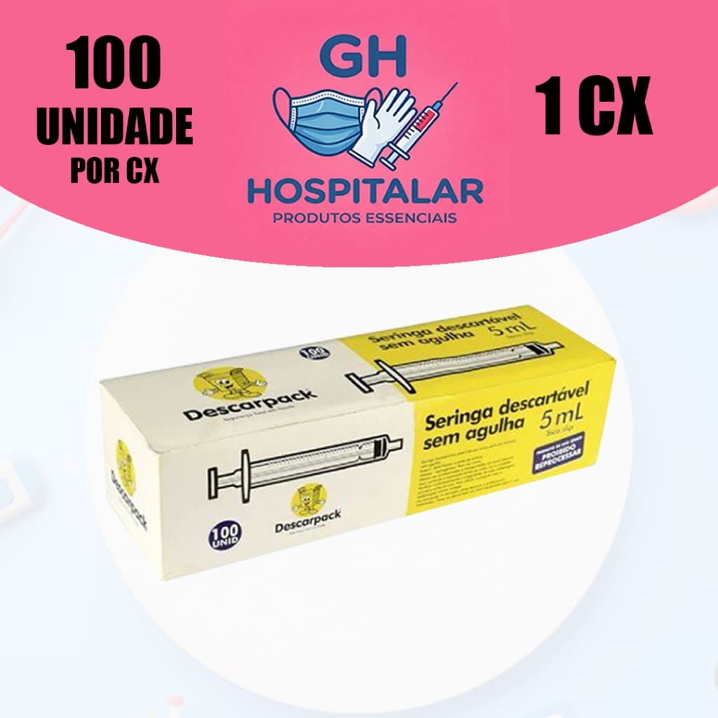 Seringa Descartável 5ml Luer Slip Estéril C/100un - Descarpack