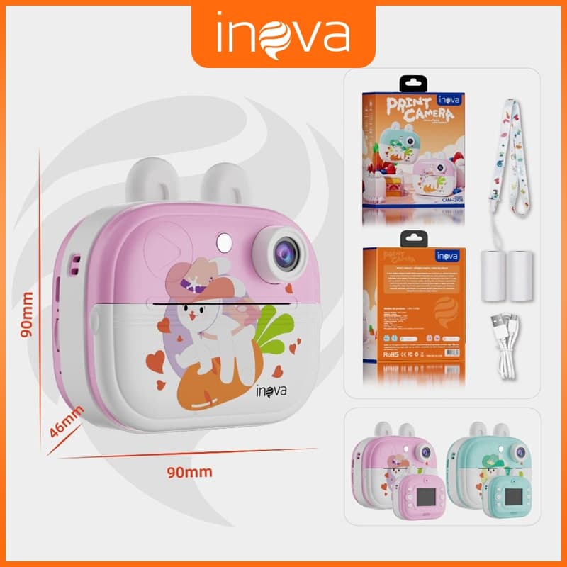 INOVA Câmera De Impressão Instantânea Para Crianças Vídeo Fotografia Digital Fotográfica  Mini Impressora Térmica  Fotog