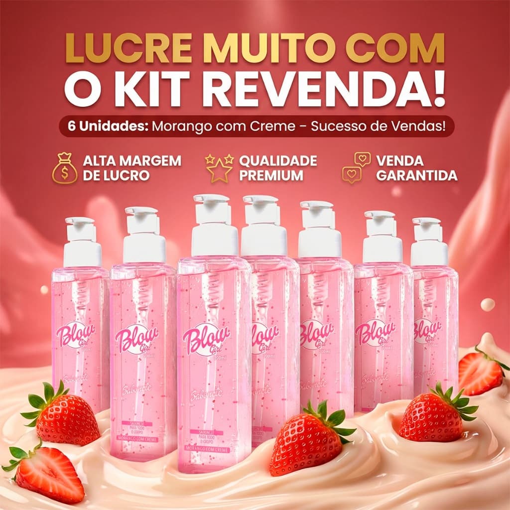 Kit Revenda 6 Sabonete Líquido Morango Karité Blow Girl Atacado Corpo e Banho 200ml