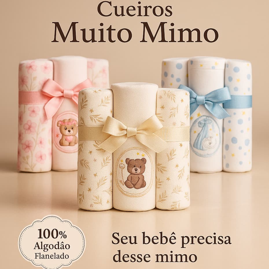 Cueiro Estampado Flanelado Bebê Kit 3 Unidades 80X80CM