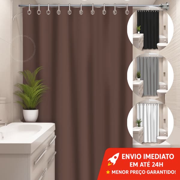 Cortina de Box Vinil Luxo Impermeável Antimofo Lisa Moderna com Ganchos | Envio em 24h