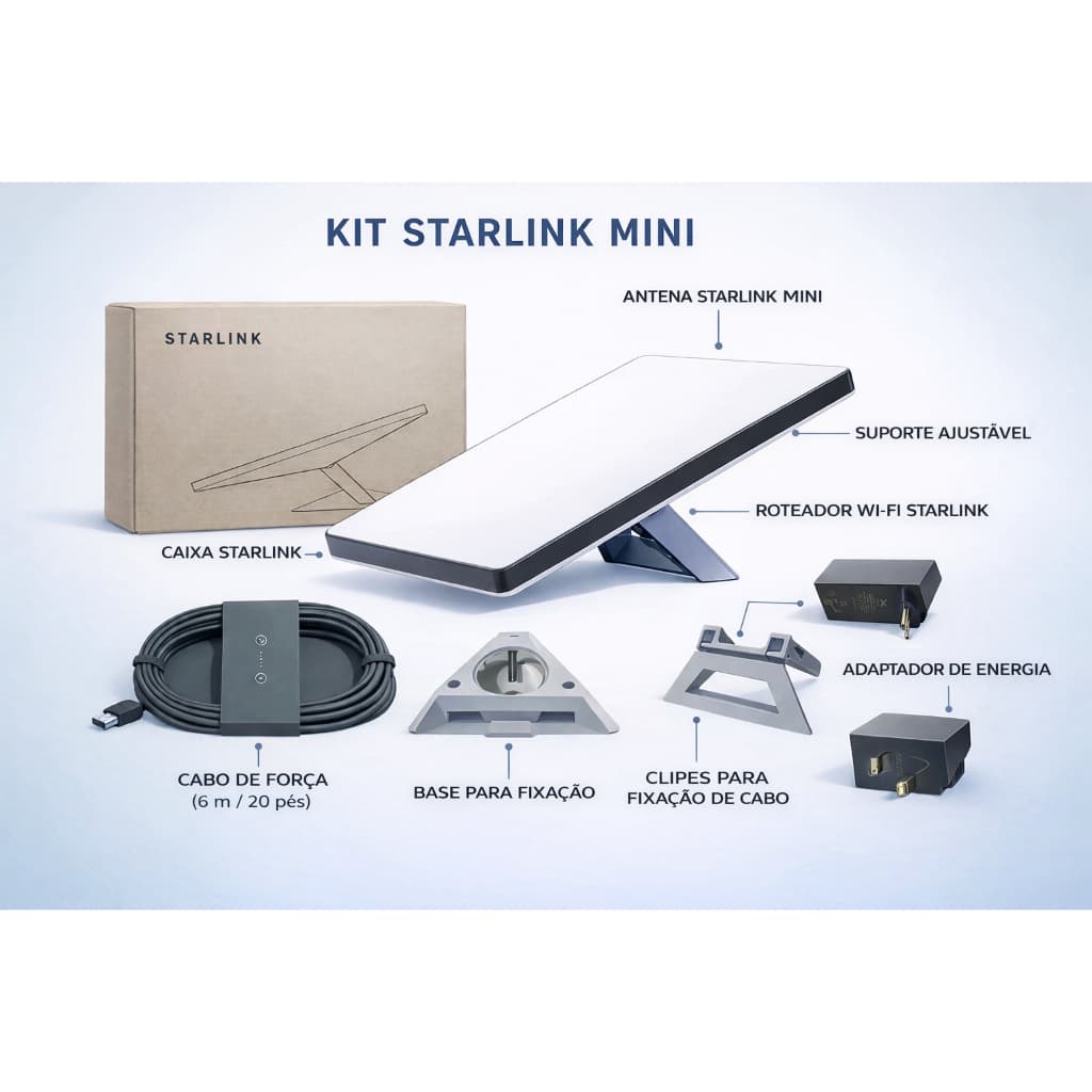 Starlink Mini Roteador e Antena Original - Internet Via Satélite Alta Velocidade