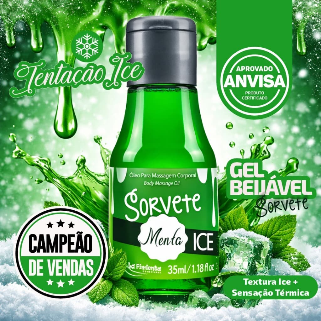 ÓLEO BEIJÁVEL SORVETE MAIS ESTÍMULO E SENSAÇÃO ENVOLVENTE