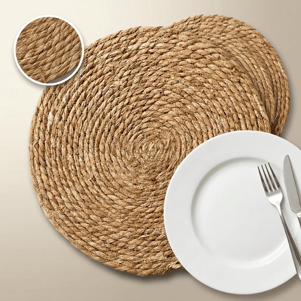 Kit Jogo Americano de Palha Mesa Jantar 38cm 1, 4 ou 6 peças