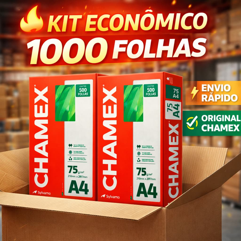 1000 Folhas Papel Sulfite Oficio A4 Chamex Resma  Pacotes