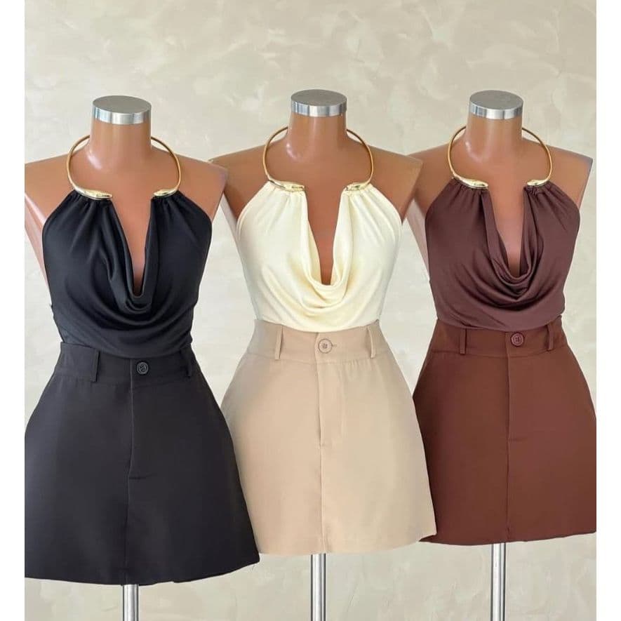 Body Com Arco costa nua Decote cavado