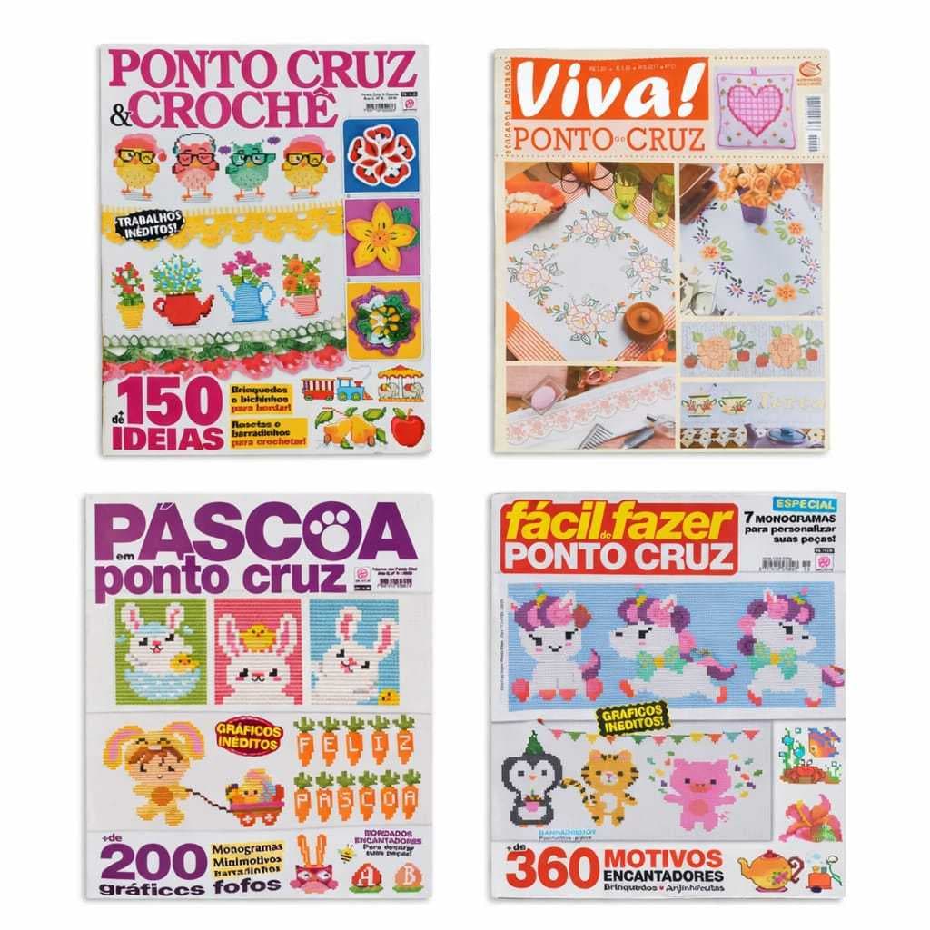 Kit 700 Ideias Ponto Cruz Barradinhos Monogramas Crochê Bordado Livre