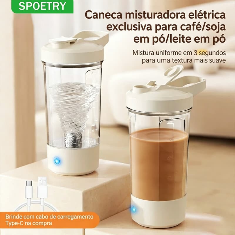 Shaker Portátil 450ml - Copo Mixador para Whey Protein Vitaminas e Shakes Leve para Academia e Viagem