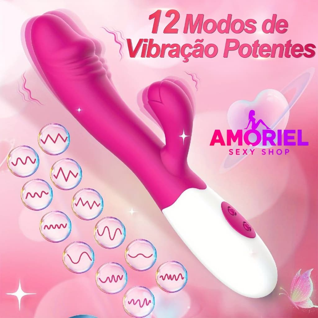 Vibrador Rabbit Ponto G com Estimulador De Clitoris 10 modos de vibração Recarregável LILO