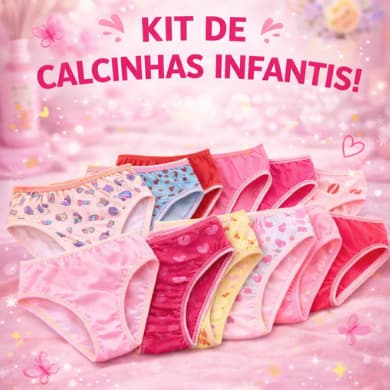 Kit Calcinha Infantil com Forro Algodão Estampas e Lisas Sortidas