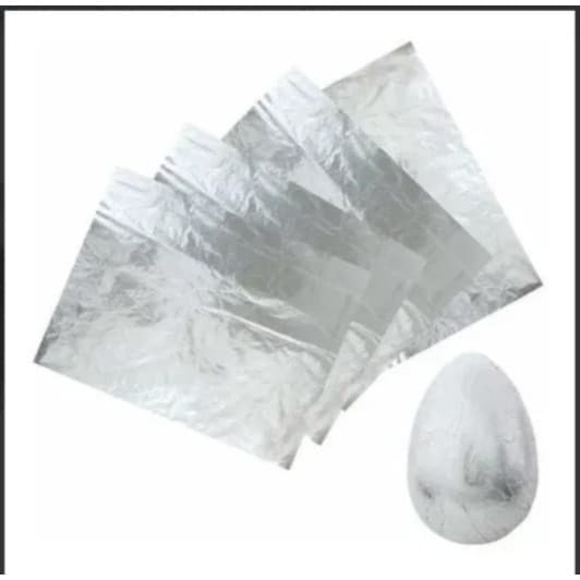 100un Papel Chumbo 18x19,5 Prata Embalagem p/ Ovo De Pascoa / Bolo / Trufas