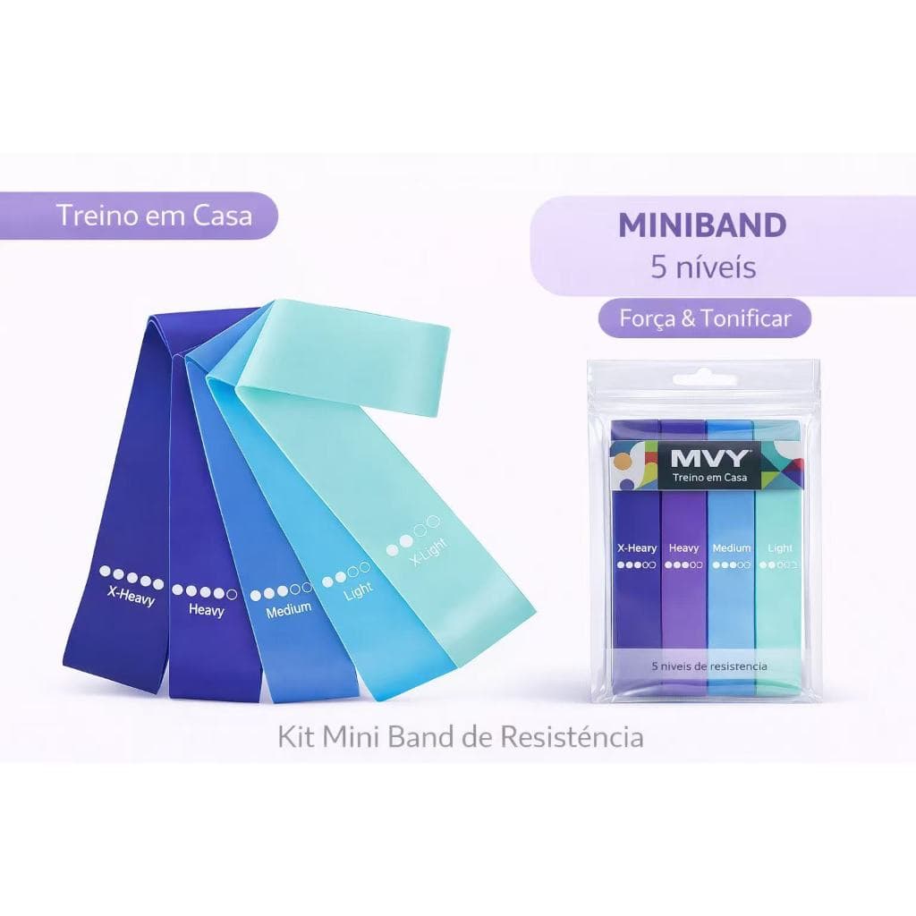 Kit 5 Mini Bands Elástico Exercício Treino Em Casa 5 Níveis