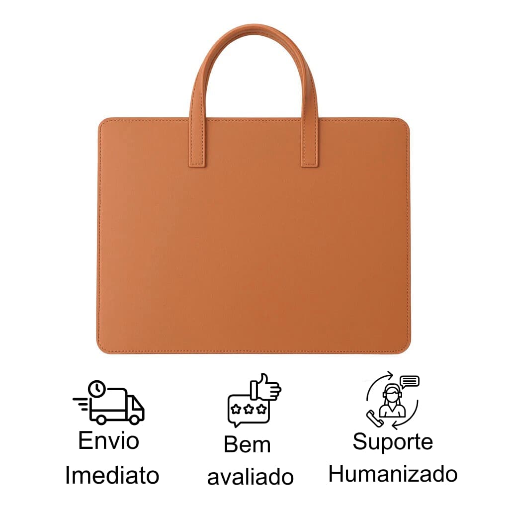 Pasta Notebook Slim com Alça de Mão em Couro Sintético