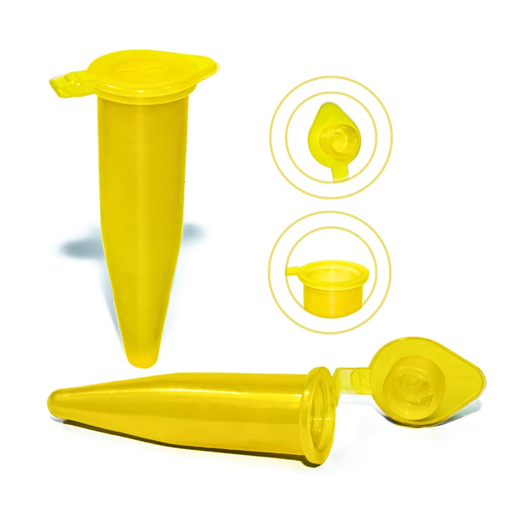 Microtubo Fundo Cônico Pino 0,9 ml Interno 1,5 Externo Amarelo