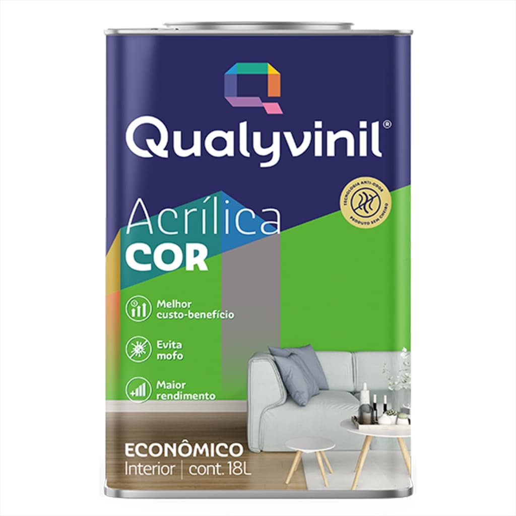 Tinta Acrílica Branco Econômica Rende Muito Areas Internas 18 Litros - Qualyvinil