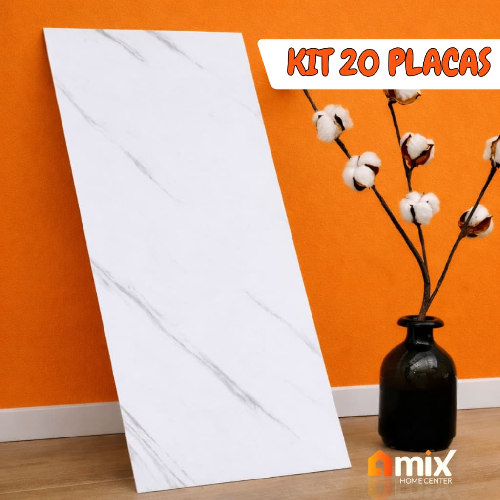 Kit 10 Placas Mármore Vinílico Adesivo 60x30 Parede Decoração Lavável