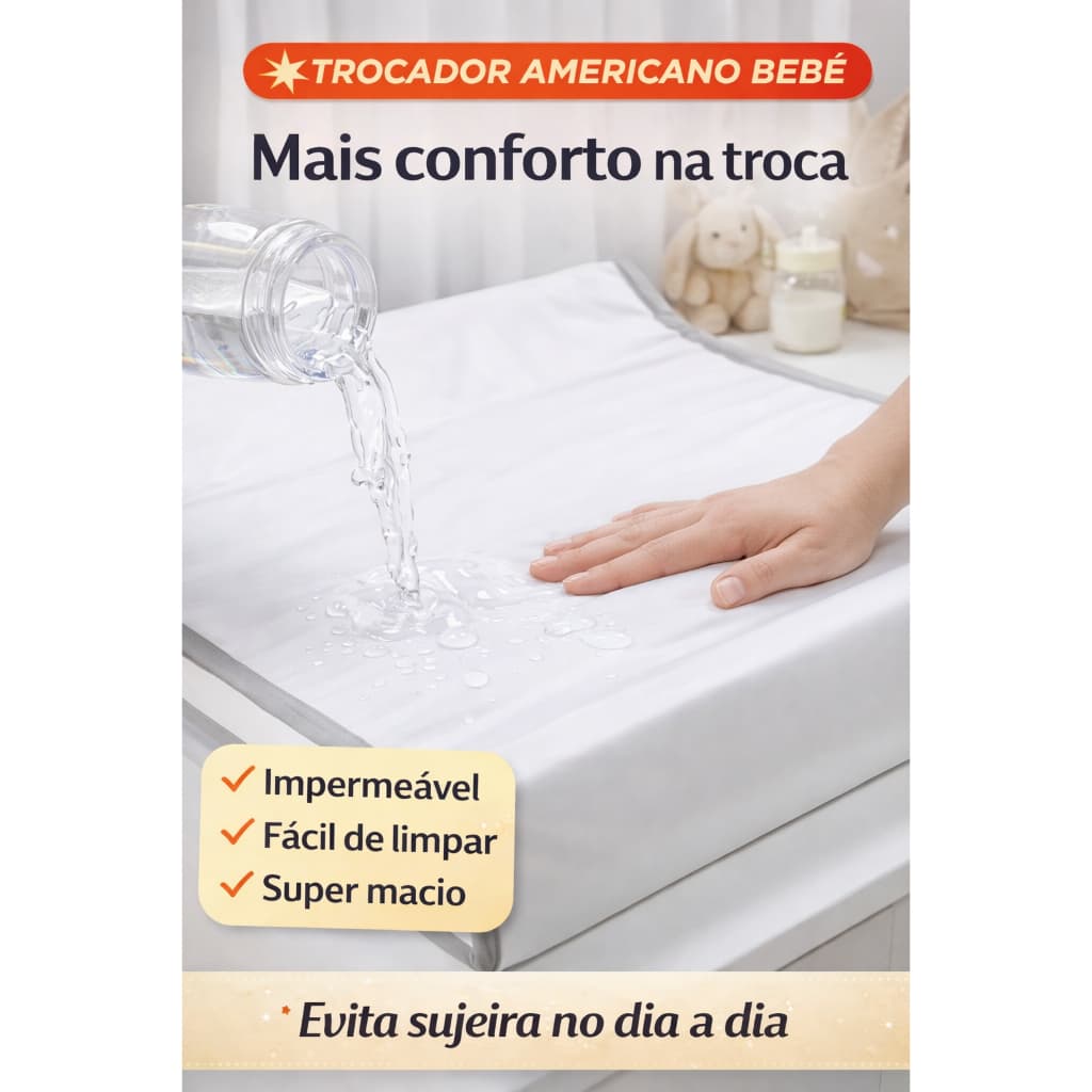 Trocador Americano Para Comoda 60x40cm - Varias Cores Trocador Anatomico Impermeável