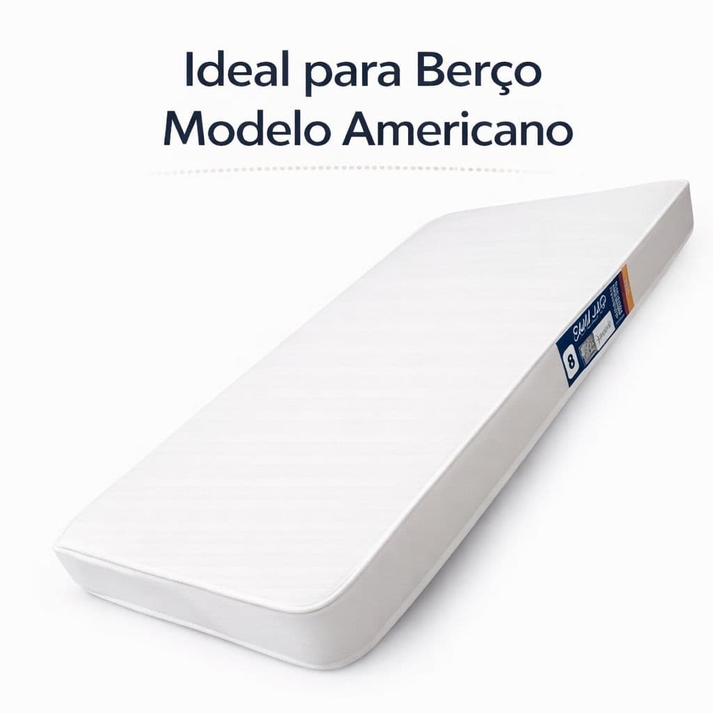 Colchão Berço Americano 130x70 Impermeável Espuma D18 Branco/Liso Antialérgico Antiácaro
