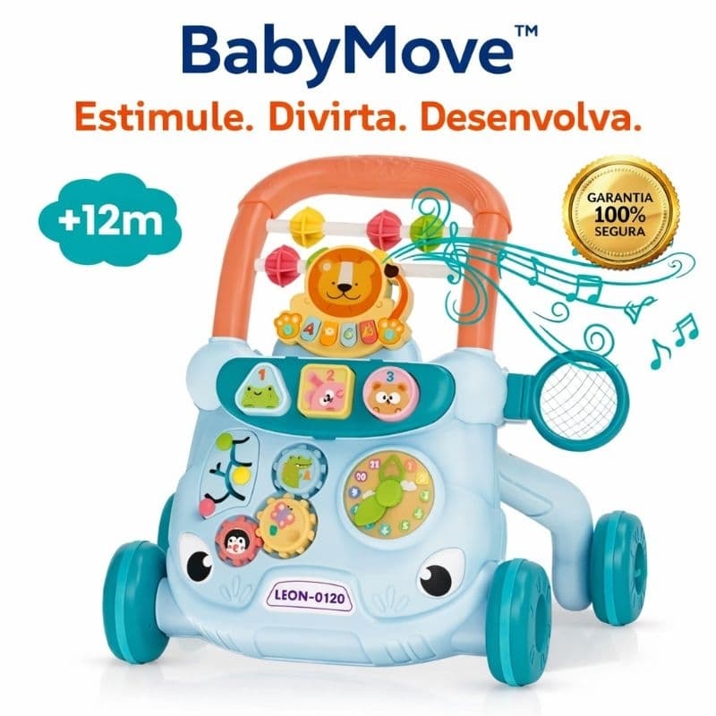 Andador Infantil BabyMove™ 3 em 1 Educativo Musical Seguro Estimula Primeiros Passos +12 meses