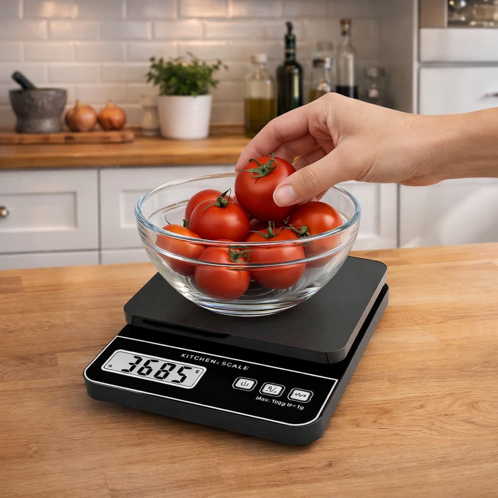Balança De Cozinha Digital Preta Alimentos Inox  Até 10kg