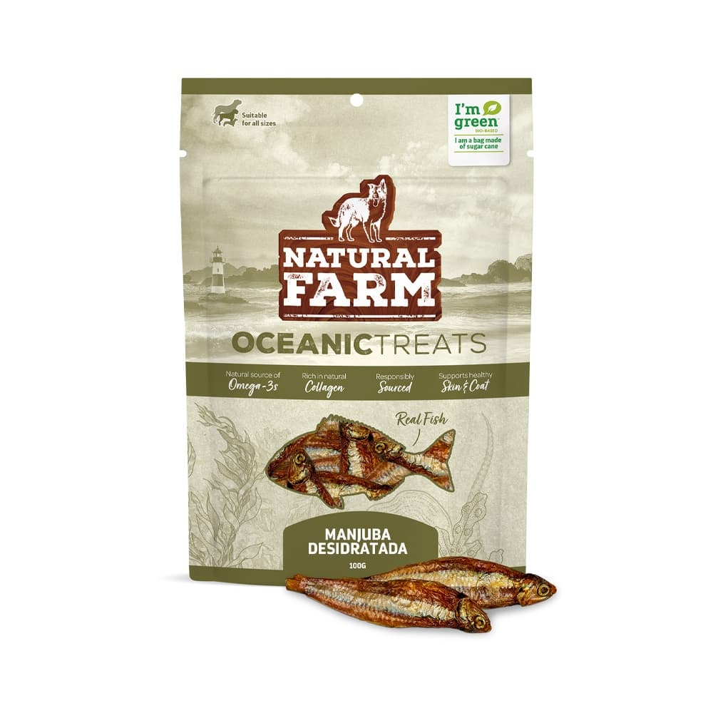 Petisco Natural Farm Oceanic Treats Manjuba Desidratada para Cães 100g