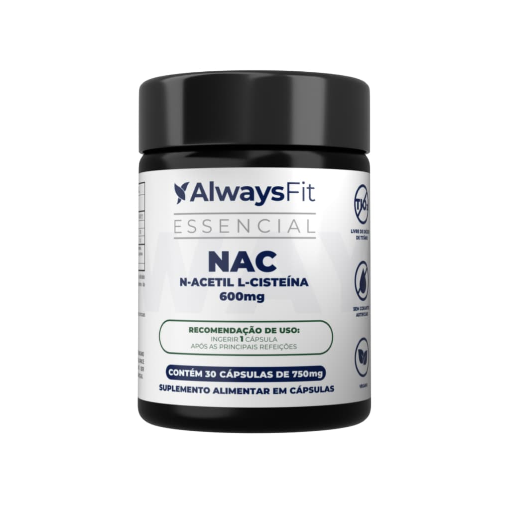 N-Acetil L-Cisteína NAC - 600mg - Precursor da Glutationa - 30 Cápsulas - 1 Unidade