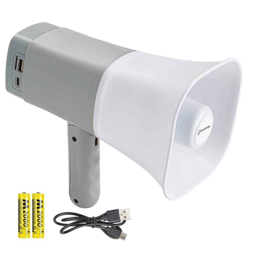 Megafone De Mão Bluetooth USB MP3 Com Bateria Recarregável E Gravação SR-700 USB Sonoros