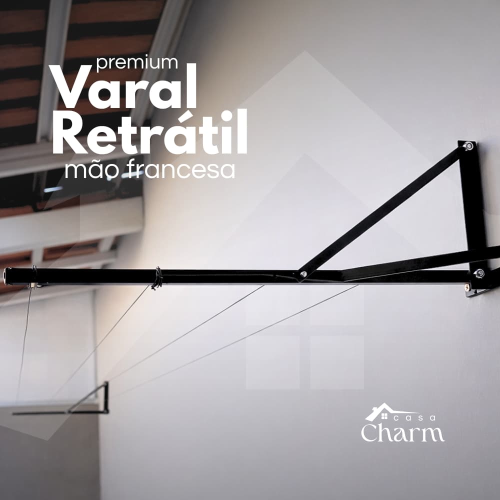 VARAL RETRATIL DE PAREDE MURO MÃO FRANCESA