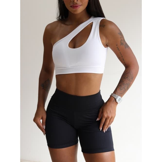 Top Um Ombro Só Supléx Com Bojo e Abertura Na Frente Fitness Para Treino Academia Boa Sustentação